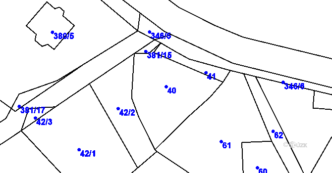 Parcela st. 40 v KÚ Malečov, Katastrální mapa