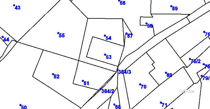 Parcela st. 53 v KÚ Malečov, Katastrální mapa