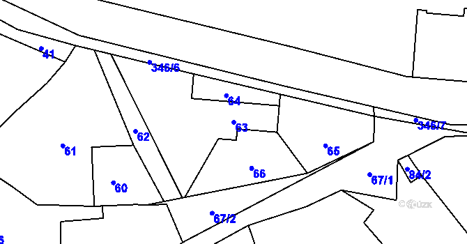 Parcela st. 63 v KÚ Malečov, Katastrální mapa