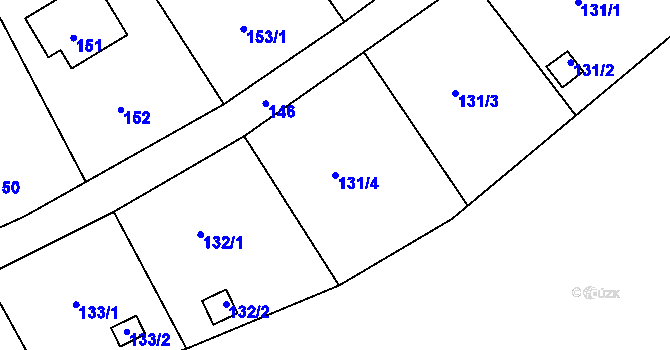 Parcela st. 131/4 v KÚ Malečov, Katastrální mapa
