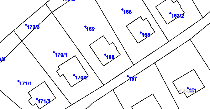 Parcela st. 168 v KÚ Malečov, Katastrální mapa
