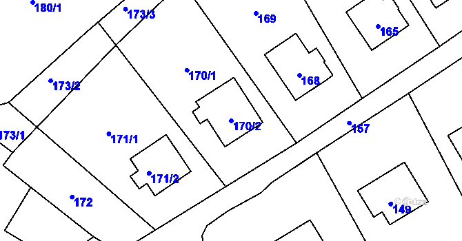 Parcela st. 170/2 v KÚ Malečov, Katastrální mapa
