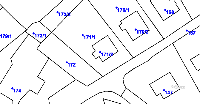 Parcela st. 171/2 v KÚ Malečov, Katastrální mapa