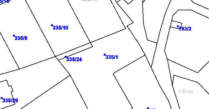 Parcela st. 335/1 v KÚ Malečov, Katastrální mapa