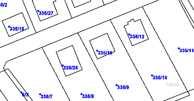 Parcela st. 335/16 v KÚ Malečov, Katastrální mapa