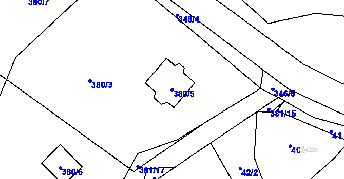 Parcela st. 380/5 v KÚ Malečov, Katastrální mapa