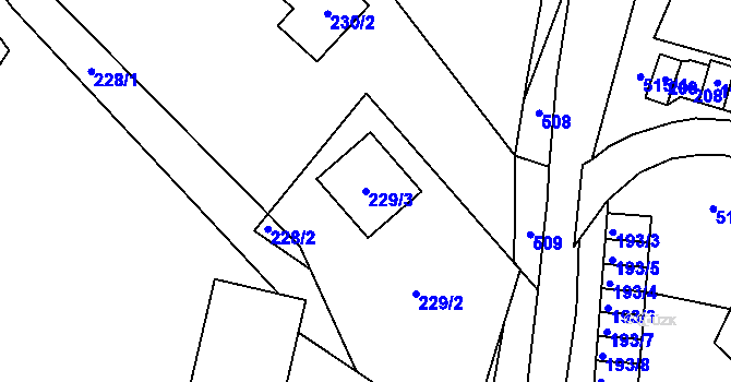 Parcela st. 229/3 v KÚ Malečov, Katastrální mapa