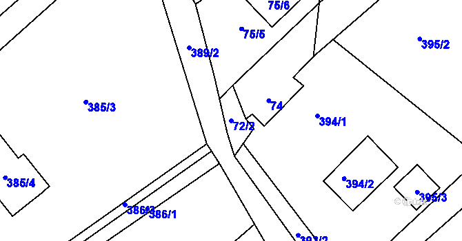 Parcela st. 72/2 v KÚ Malečov, Katastrální mapa
