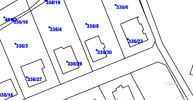 Parcela st. 335/30 v KÚ Malečov, Katastrální mapa