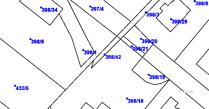 Parcela st. 398/42 v KÚ Malečov, Katastrální mapa