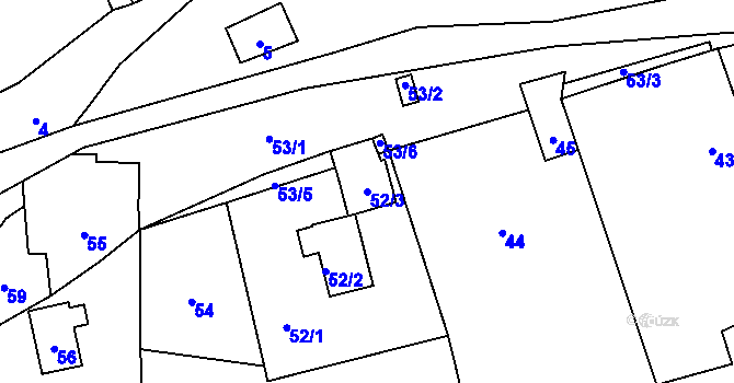 Parcela st. 52/3 v KÚ Němčí u Malečova, Katastrální mapa