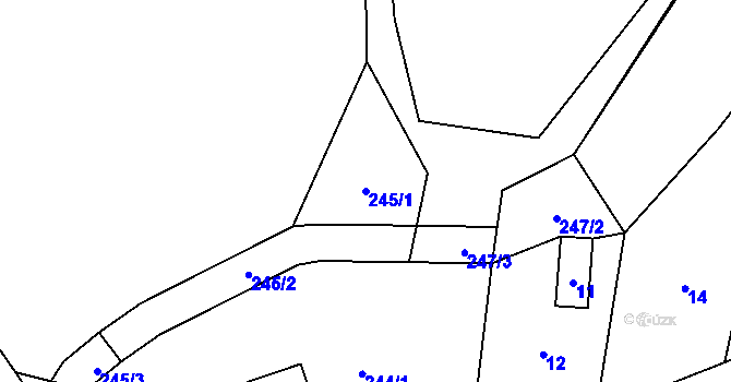 Parcela st. 245/1 v KÚ Pohoří u Malečova, Katastrální mapa
