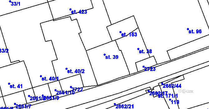 Parcela st. 39 v KÚ Malenice, Katastrální mapa