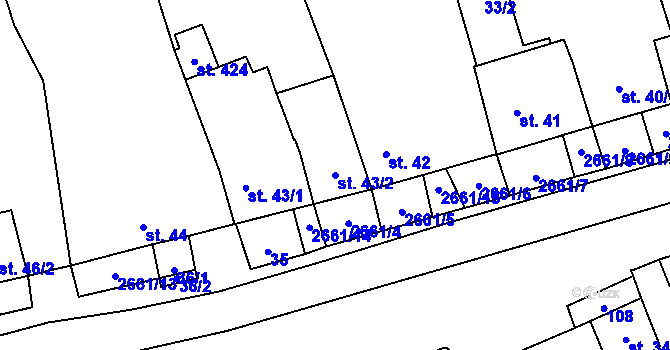 Parcela st. 43/2 v KÚ Malenice, Katastrální mapa