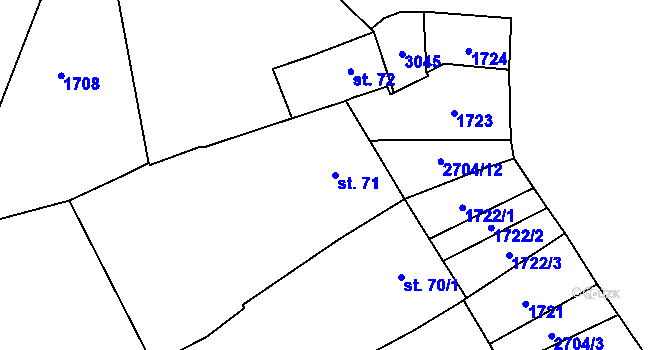 Parcela st. 71 v KÚ Malenice, Katastrální mapa