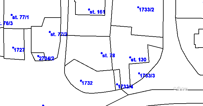 Parcela st. 78 v KÚ Malenice, Katastrální mapa