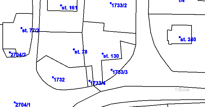 Parcela st. 130 v KÚ Malenice, Katastrální mapa