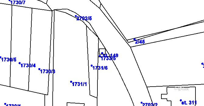 Parcela st. 149 v KÚ Malenice, Katastrální mapa