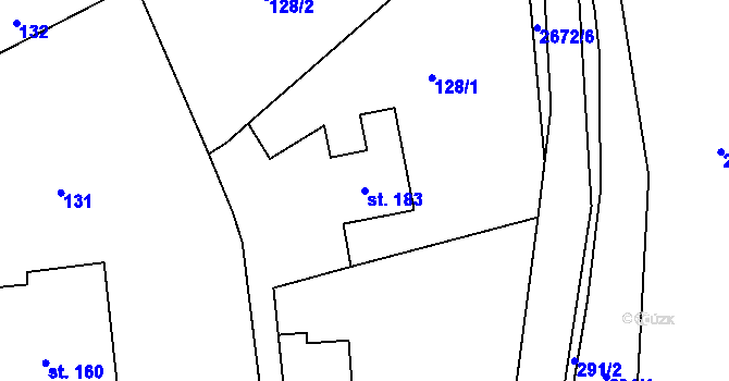 Parcela st. 183 v KÚ Malenice, Katastrální mapa