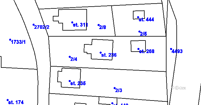 Parcela st. 236 v KÚ Malenice, Katastrální mapa