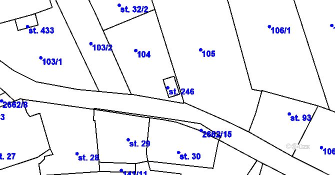 Parcela st. 246 v KÚ Malenice, Katastrální mapa