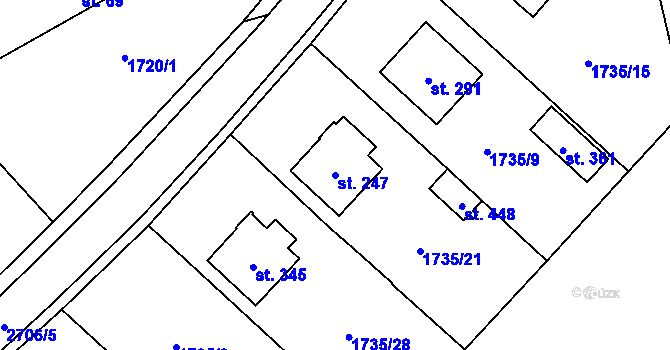 Parcela st. 247 v KÚ Malenice, Katastrální mapa