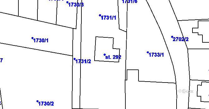 Parcela st. 292 v KÚ Malenice, Katastrální mapa