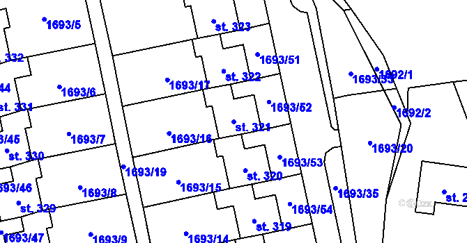 Parcela st. 321 v KÚ Malenice, Katastrální mapa
