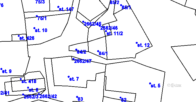 Parcela st. 84/1 v KÚ Malenice, Katastrální mapa