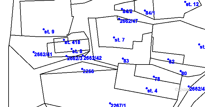 Parcela st. 2662/2 v KÚ Malenice, Katastrální mapa
