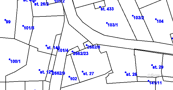 Parcela st. 2662/8 v KÚ Malenice, Katastrální mapa