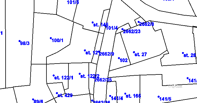 Parcela st. 2662/9 v KÚ Malenice, Katastrální mapa