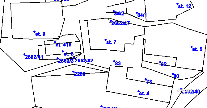 Parcela st. 2662/12 v KÚ Malenice, Katastrální mapa