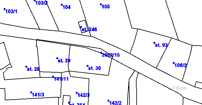Parcela st. 2662/15 v KÚ Malenice, Katastrální mapa