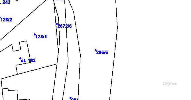 Parcela st. 286/6 v KÚ Malenice, Katastrální mapa