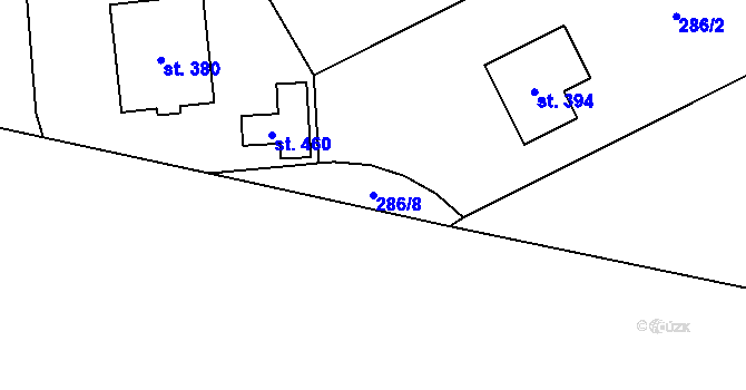 Parcela st. 286/8 v KÚ Malenice, Katastrální mapa