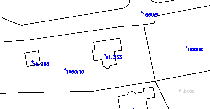 Parcela st. 353 v KÚ Malenice, Katastrální mapa