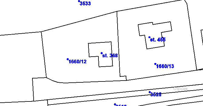 Parcela st. 368 v KÚ Malenice, Katastrální mapa