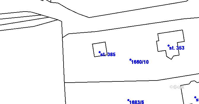 Parcela st. 385 v KÚ Malenice, Katastrální mapa