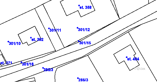 Parcela st. 301/15 v KÚ Malenice, Katastrální mapa