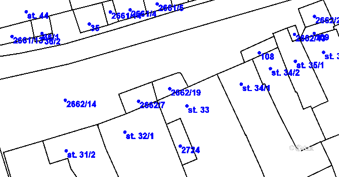 Parcela st. 2662/19 v KÚ Malenice, Katastrální mapa
