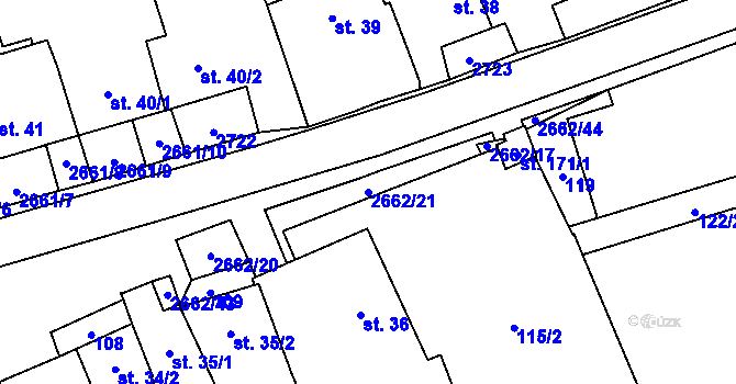 Parcela st. 2662/21 v KÚ Malenice, Katastrální mapa