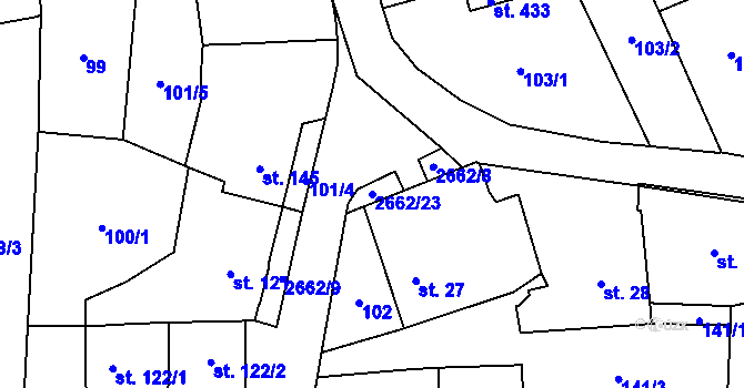 Parcela st. 2662/23 v KÚ Malenice, Katastrální mapa