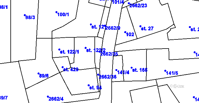 Parcela st. 2662/35 v KÚ Malenice, Katastrální mapa