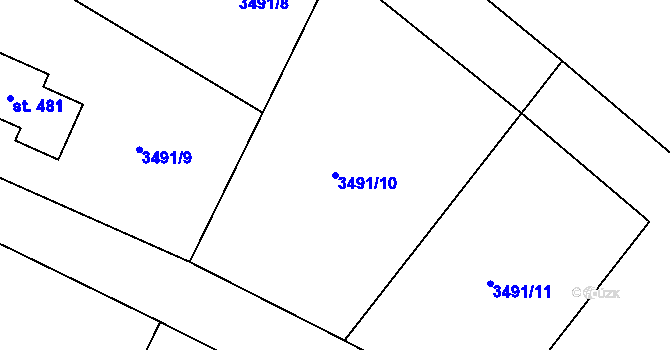 Parcela st. 3491/10 v KÚ Malenice, Katastrální mapa