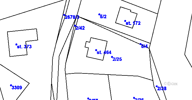 Parcela st. 464 v KÚ Malenice, Katastrální mapa
