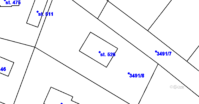 Parcela st. 526 v KÚ Malenice, Katastrální mapa
