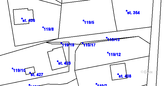 Parcela st. 119/17 v KÚ Malenovice, Katastrální mapa