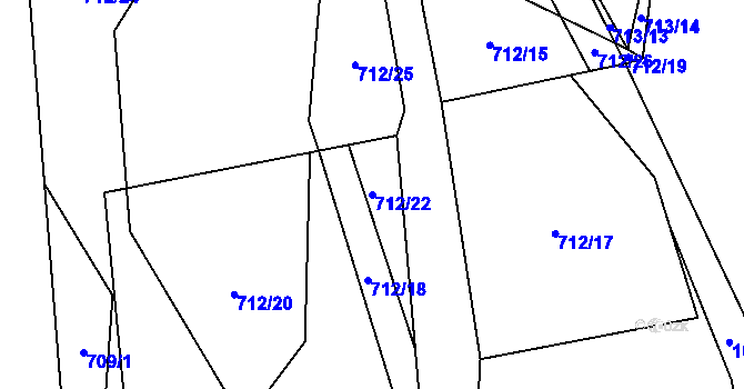 Parcela st. 712/22 v KÚ Malenovice, Katastrální mapa