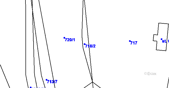 Parcela st. 718/2 v KÚ Malenovice, Katastrální mapa